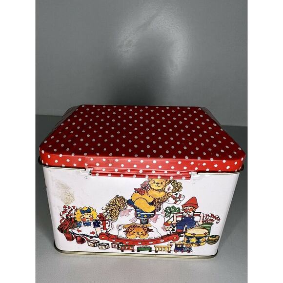 Vintage 1980 Lucy & Me Metal Teddy Bear Christmas Tin Enesco Lucy Rigg RARE - Picture 3 of 5